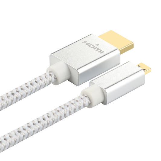 ULT-UNITE 1.2m Micro HDMI to HDMI 2.0 High-Definition Cable 4K/60Hz Video Audio Conversion Cable Cord - Silver/White