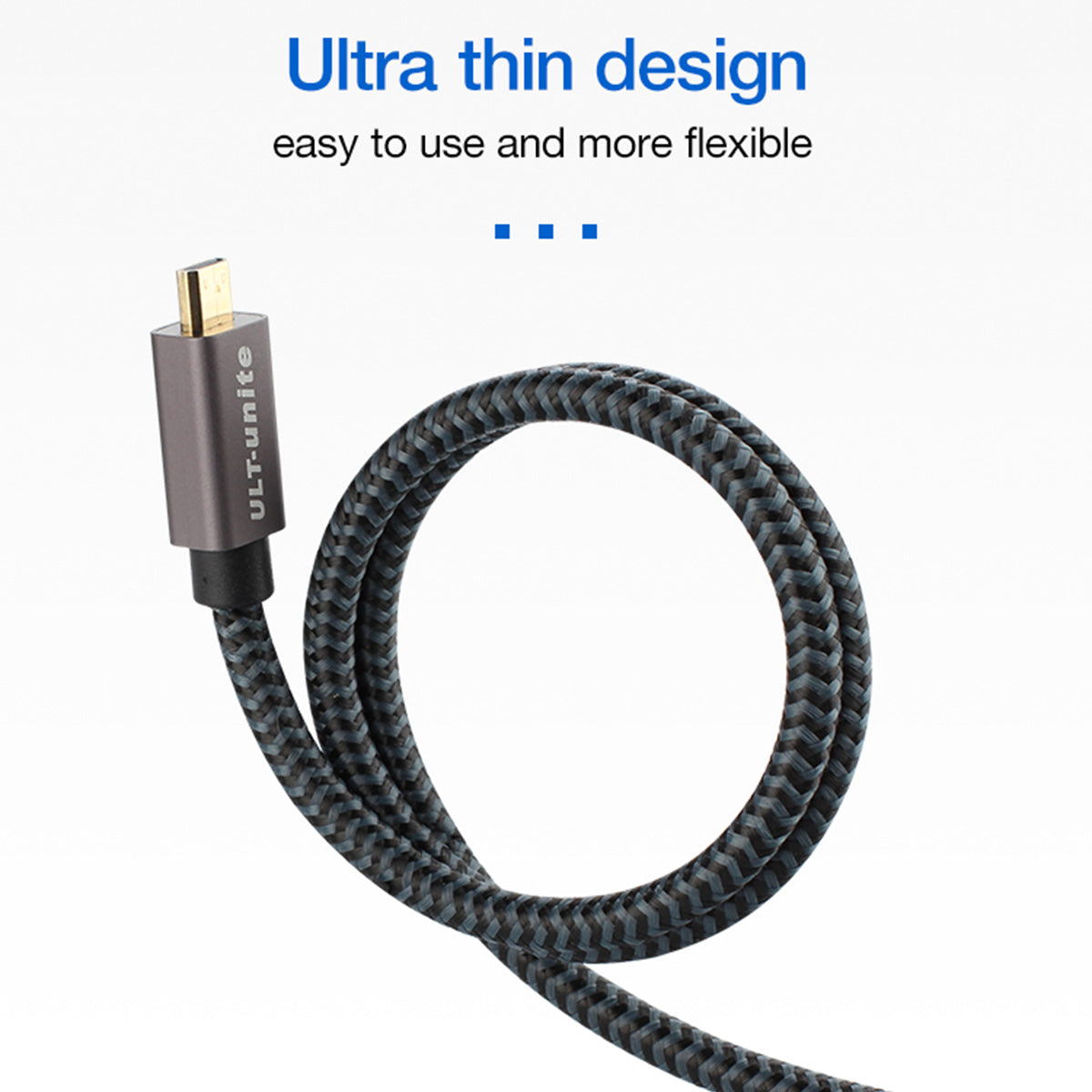 ULT-UNITE 2m Micro HDMI to HDMI 2.0 High-Definition Cable 4K/60Hz Video Audio Transmission Cord for HDTV Protector - Grey/Black