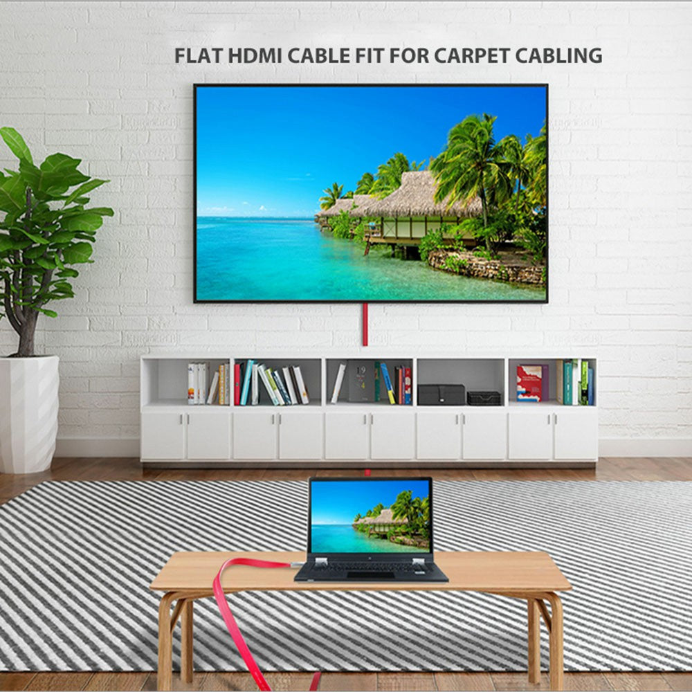 Uniqkart 10m HDMI 2.0 Gold Plated Connector Flat Cable 18Gbps 4K 60Hz for PC TV Projector Monitor