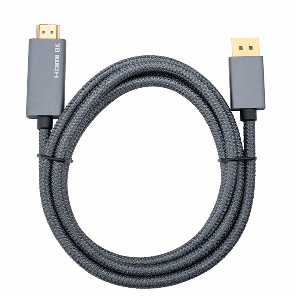 DisplayPort 1.4 to HDMI 2.1 Braided Cable Unidirectional DP to HDMI 8K 30Hz Adapter Cable Data Sync Transfer Cord (2m)
