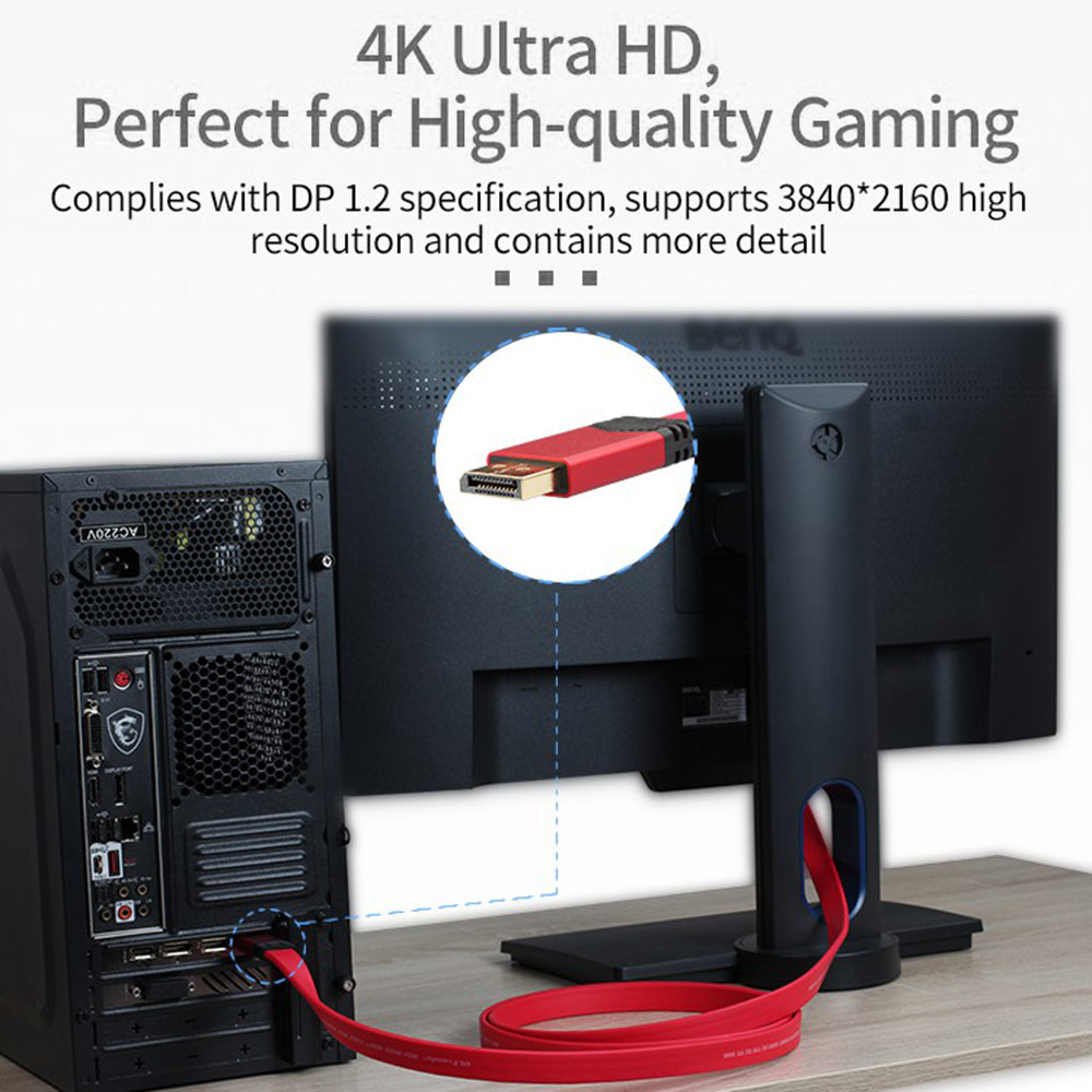 3m 24+28AWG 4K/60Hz 2K/144Hz Computer Display DP 1.2 Displayport Male to Male Flat Cable