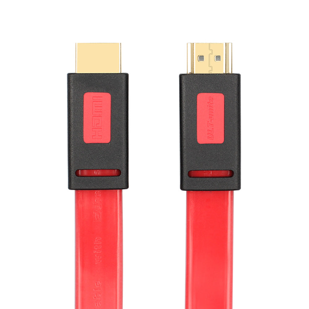 ULT-UNITE 3m HDMI 1.4 Male to Male Plug Flat Cable 10.2Gbps 4K 30Hz Cord for TV Projector Monitor - Red