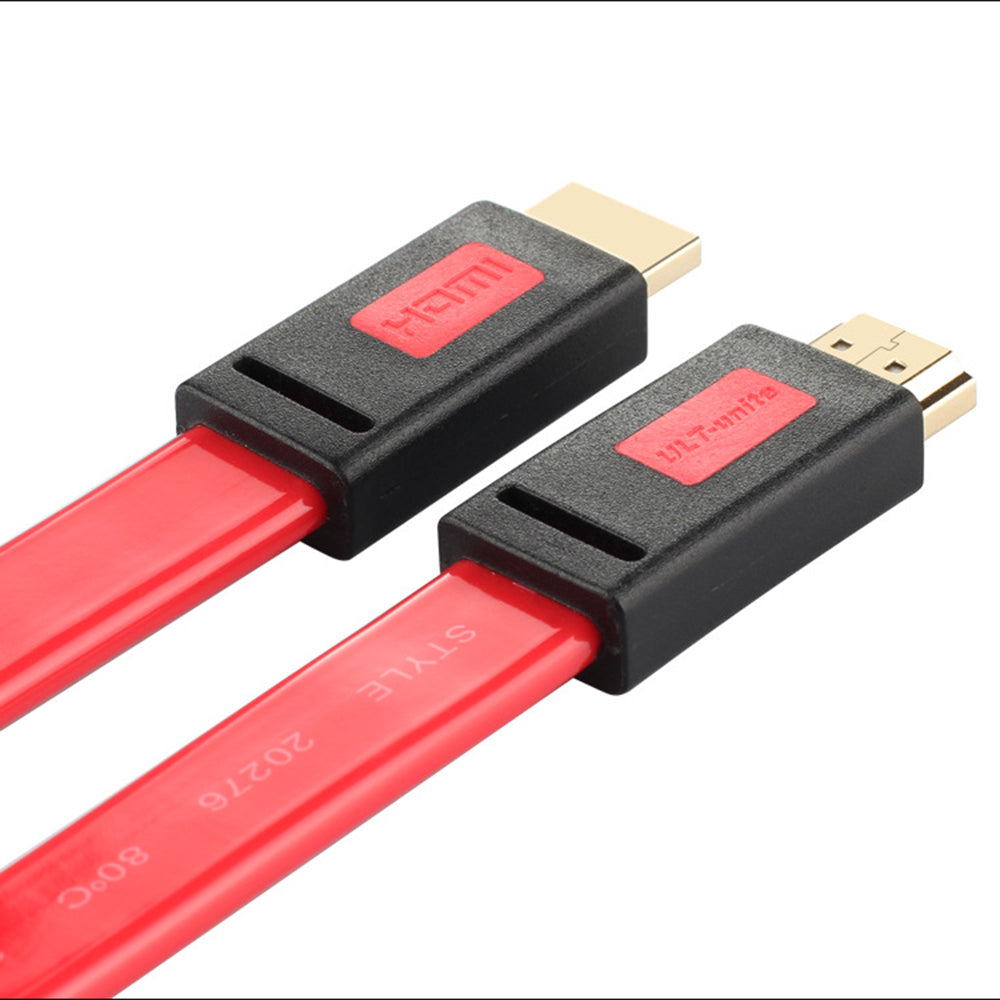 ULT-UNITE 3m HDMI 1.4 Male to Male Plug Flat Cable 10.2Gbps 4K 30Hz Cord for TV Projector Monitor - Red