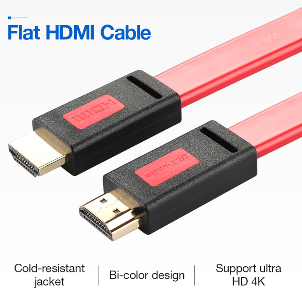 ULT-UNITE 3m HDMI 1.4 Male to Male Plug Flat Cable 10.2Gbps 4K 30Hz Cord for TV Projector Monitor - Red
