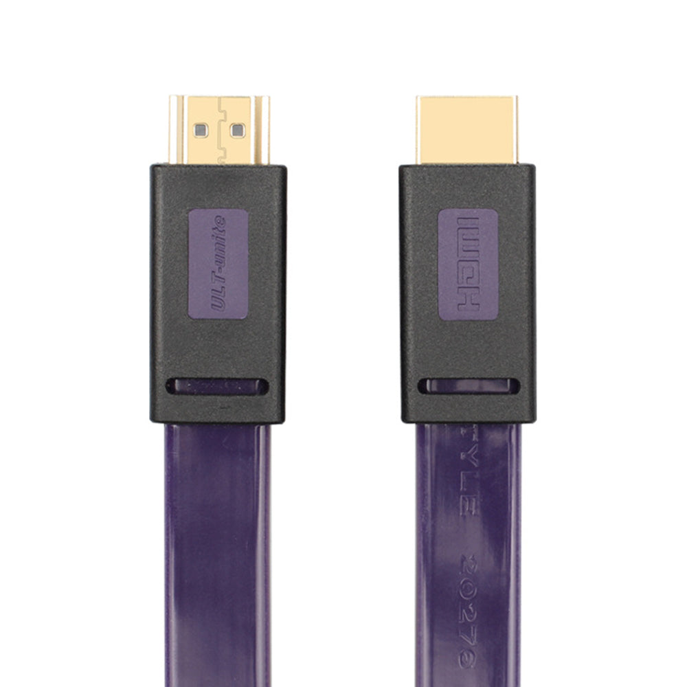 ULT-UNITE 2m HDMI 1.4 Flat Cable 10.2Gbps 4K 30Hz HDCP Compatible Cord for TV Projector Monitor - Black