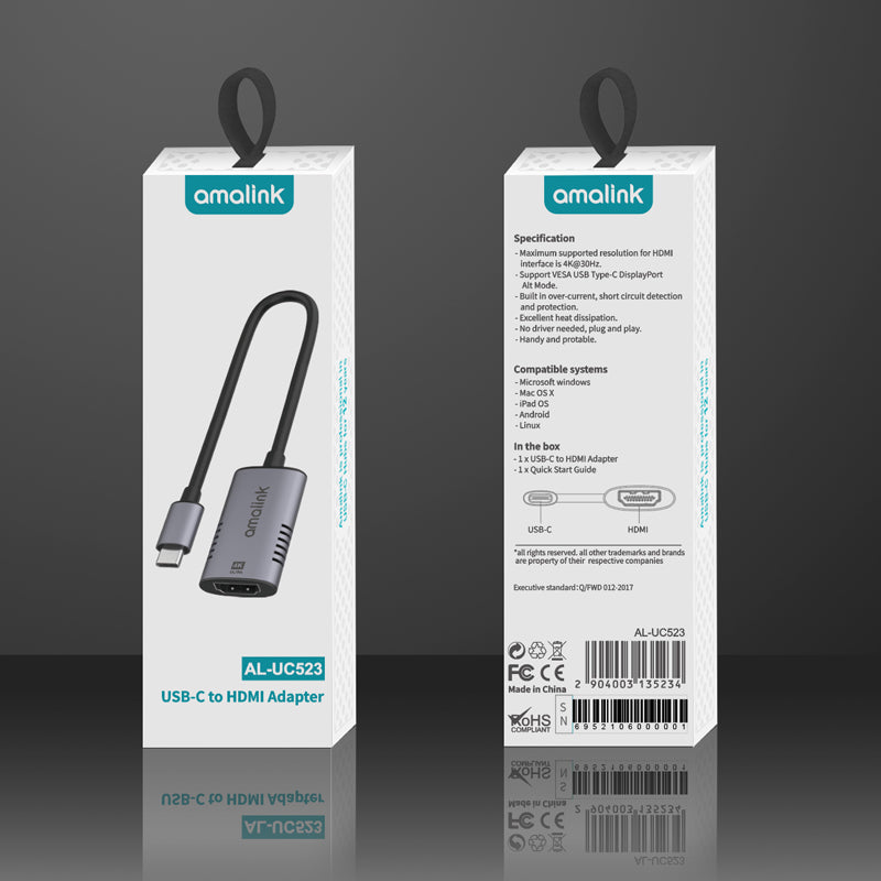 AL-UC523 USB C Hub to Resolution HD Video USB C Adapter for Laptop and Type C Devices