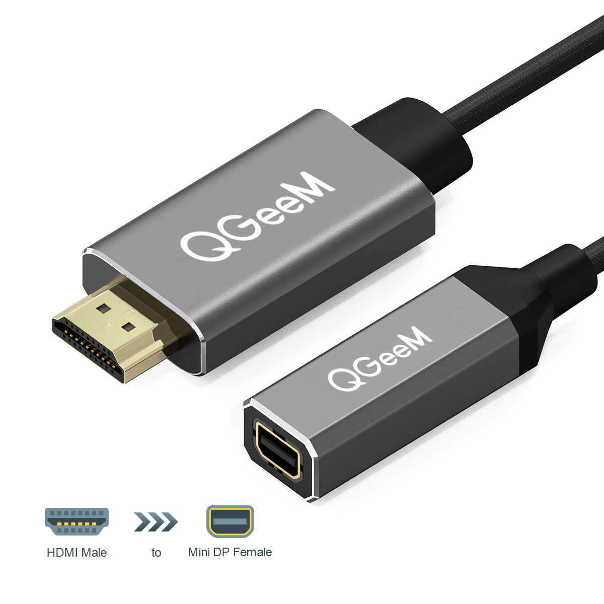 Uniqkart HD02 0.1m  Computer Adapter Cable Mini DisplayPort to 4K 1080P Resolution Video Cord for Laptop Computer Projector