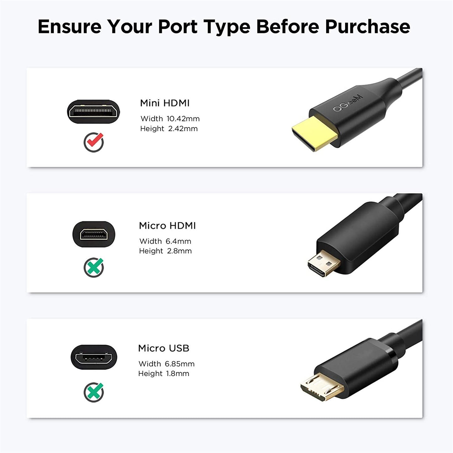 QGEEM QG-HD20 Mini HDMI Male to HDMI Female Adapter Cable Gold-plated Connector HDMI Converter Compatible with Raspberry Pi Zero W Camera Laptop Pico Projector
