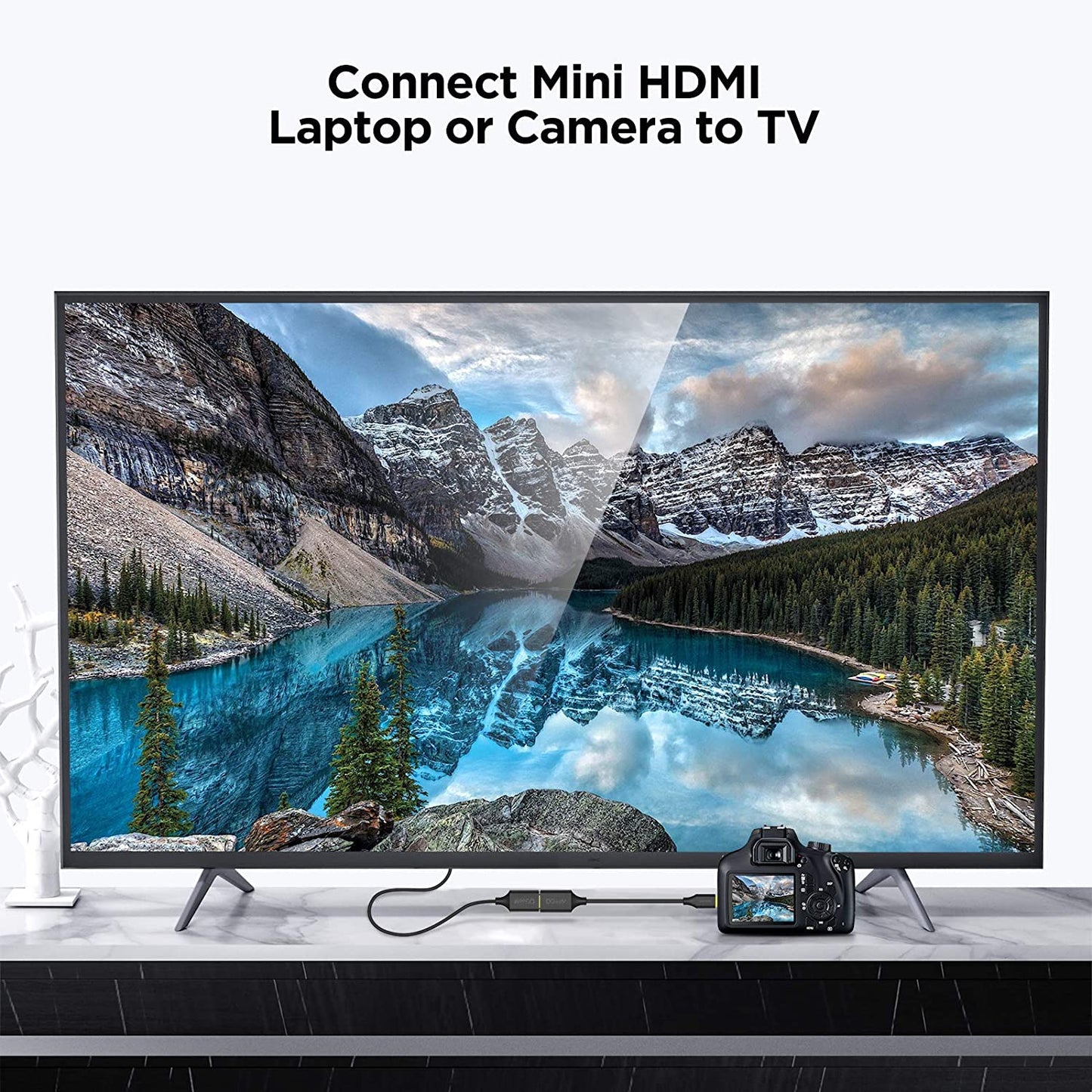 QGEEM QG-HD20 Mini HDMI Male to HDMI Female Adapter Cable Gold-plated Connector HDMI Converter Compatible with Raspberry Pi Zero W Camera Laptop Pico Projector