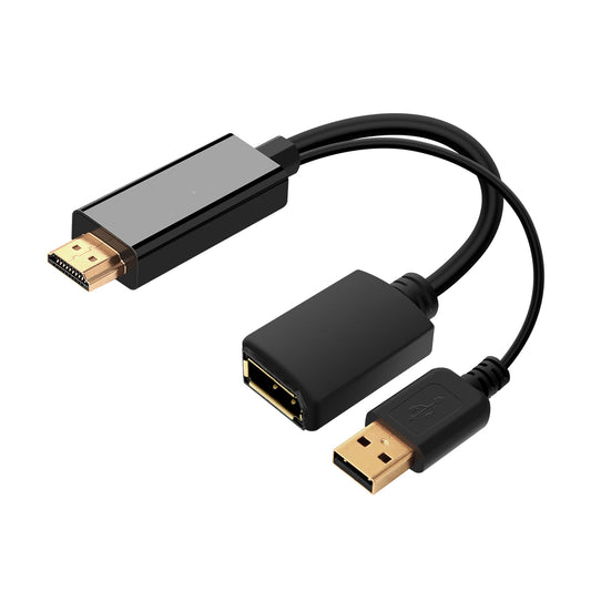 Uniqkart QG-HD01 HDMI Male to DP Female Adapter HDMI to DisplayPort Converter with USB Port Support PD Charging Compliant with VESA Dual Mode