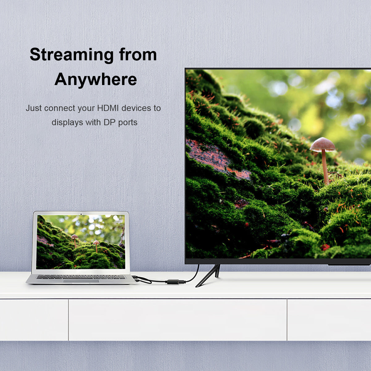 Uniqkart QG-HD01 HDMI Male to DP Female Adapter HDMI to DisplayPort Converter with USB Port Support PD Charging Compliant with VESA Dual Mode