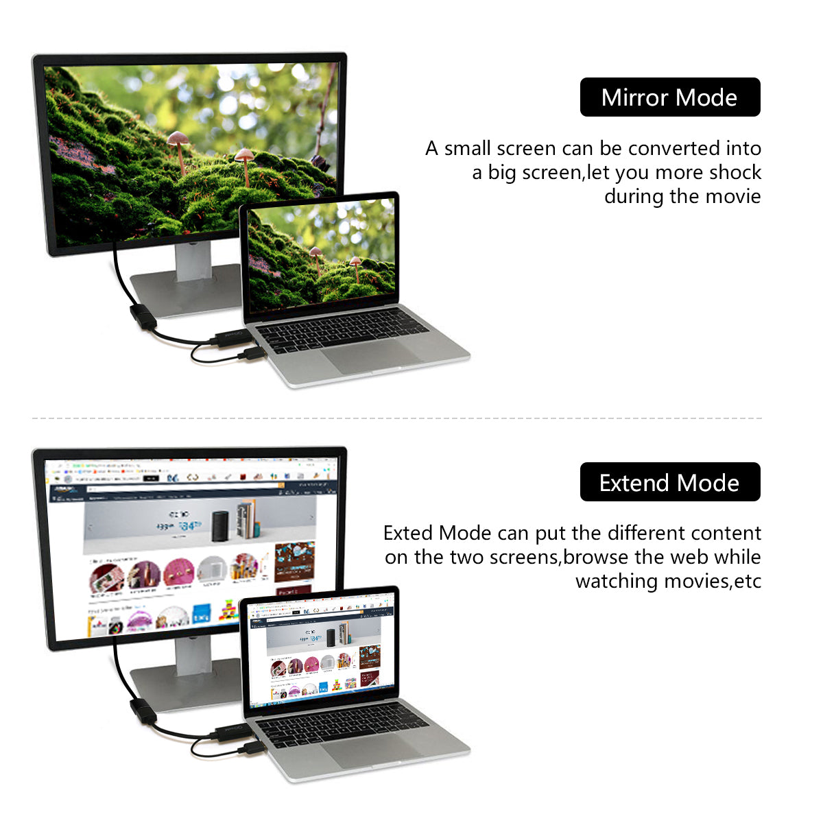 Uniqkart QG-HD01 HDMI Male to DP Female Adapter HDMI to DisplayPort Converter with USB Port Support PD Charging Compliant with VESA Dual Mode