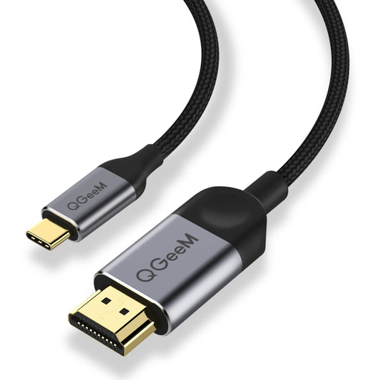 QGEEM QG-UA10 1.8m Type-C to HDMI Thunderbolt 3 4K HD Video Conversion Cable for TV Monitor Projector