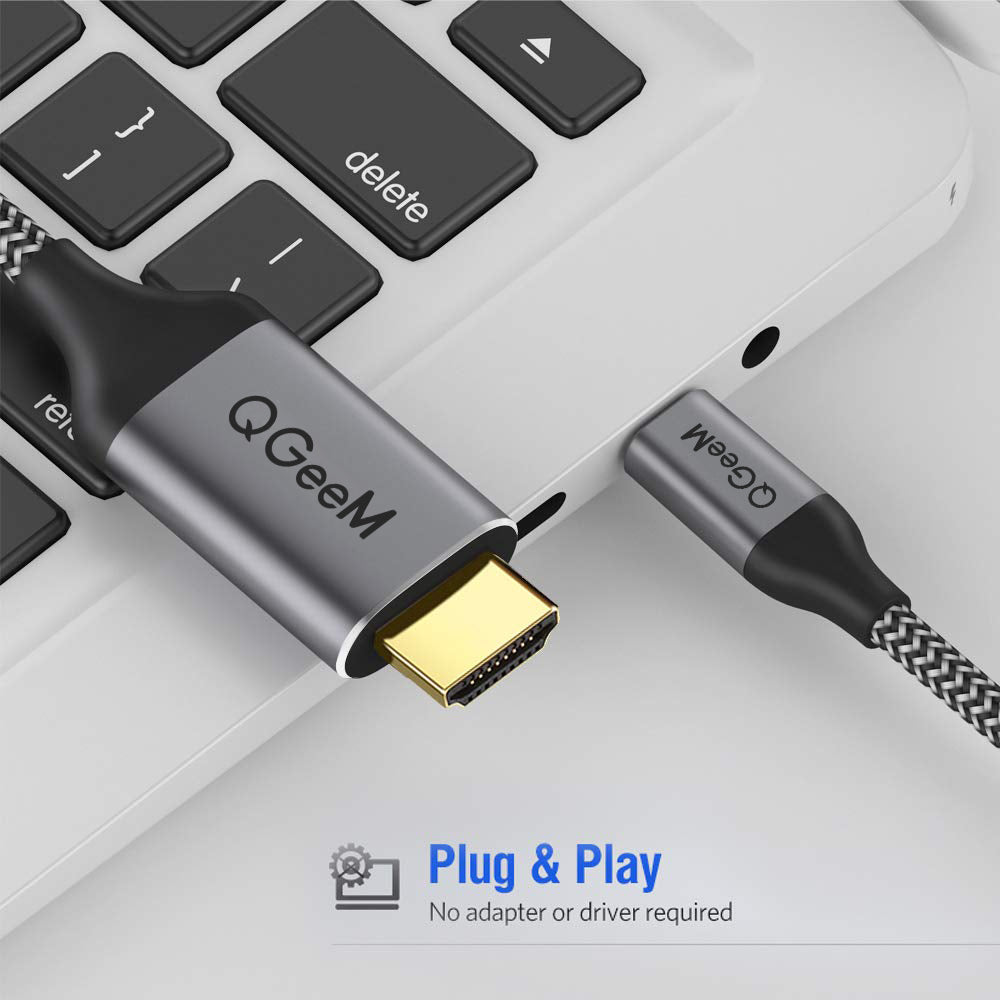 Uniqkart QG-UA09 3m Type-C to HDMI 4K/60Hz HD Video Adapter Cable Connect Phone Laptop to TV Monitor