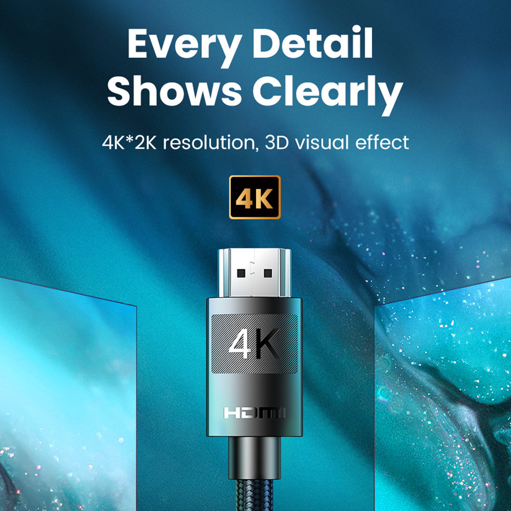 Uniqkart 40102 3m 4K/60Hz HDMI 2.0 Cable HDMI Male to HDMI Male Nylon Braided Cord for RTX 3080 PS4 Xbox HDMI Splitter HDMI Ethernet Cable