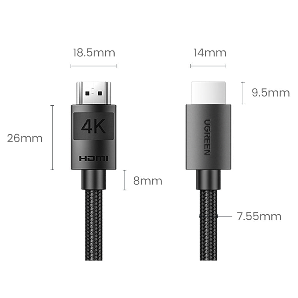 Uniqkart 40102 3m 4K/60Hz HDMI 2.0 Cable HDMI Male to HDMI Male Nylon Braided Cord for RTX 3080 PS4 Xbox HDMI Splitter HDMI Ethernet Cable