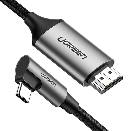Uniqkart 1.5m For MacBook iPad Pro 90 Degree Right Angle 4K/60Hz USB C to HDMI Converter Thunderbolt 3 HDMI Adapter Cable