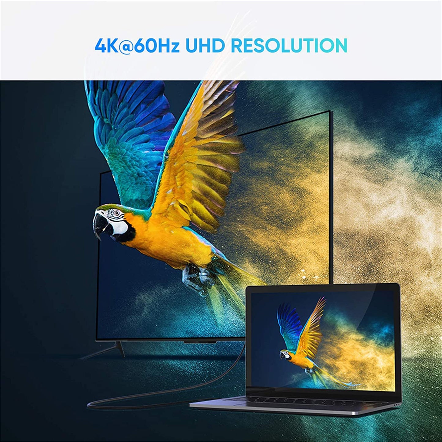 Uniqkart 1.5m For MacBook iPad Pro 90 Degree Right Angle 4K/60Hz USB C to HDMI Converter Thunderbolt 3 HDMI Adapter Cable
