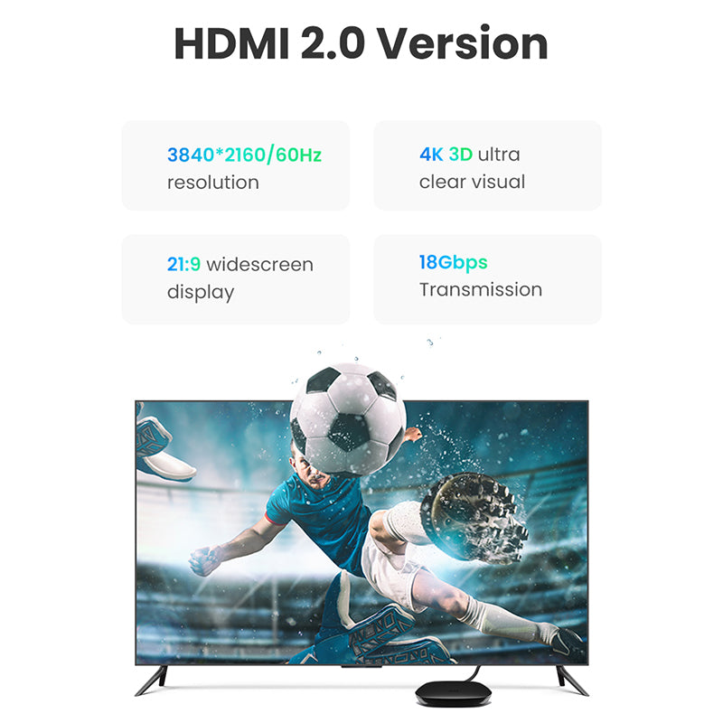 UGREEN 10108 3m 4K/60Hz Gold-Plated HDMI Cable Super Fast 18Gbps HDMI Male to HDMI Male Cord Support Mirror/Extended Modes for Xiaomi Mi Box/PS4/Xbox One/Nintendo Switch