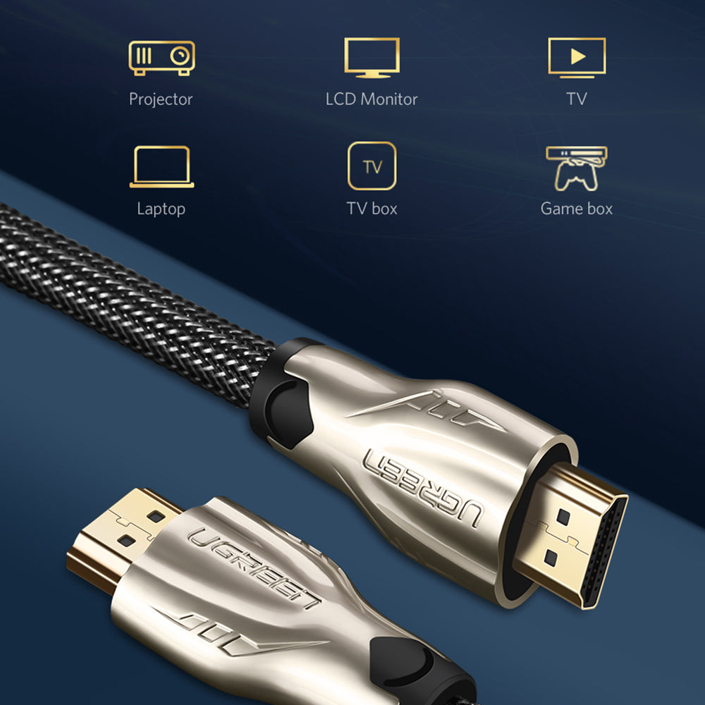 Uniqkart 8m 28AWG Nylon Braided Round HDMI Cable 4K/30Hz for Apple TV Xbox One PS5, Support Mirror/Extended Mode