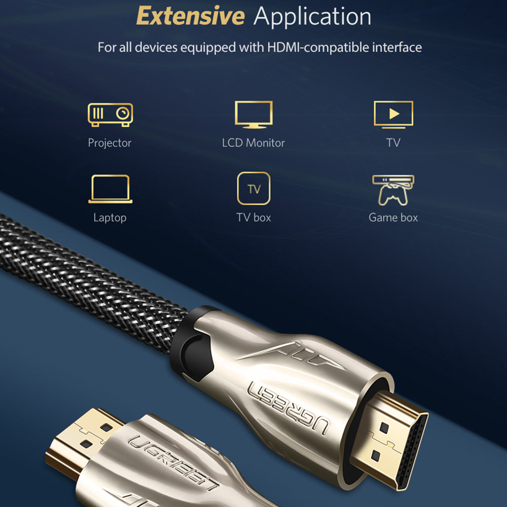 Uniqkart 1m HDMI to HDMI Cable 4K/60Hz Nylon Braided Cord for Apple TV Xbox One PS5