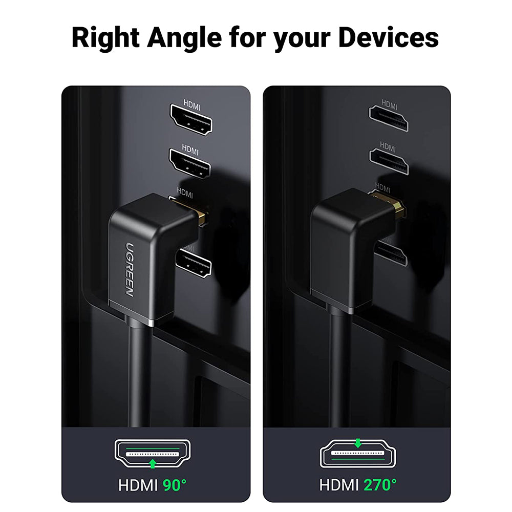 Uniqkart 1.5m Right Angle 90 Degree Elbow Adapter 4K 60Hz HDMI Cable for PS3/4/5/Xbox One/360 HDTV