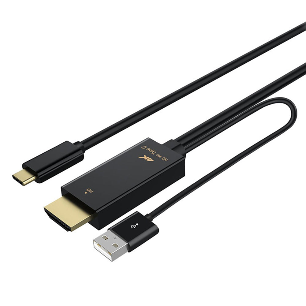 H149 1.8m 4K 60HZ HDMI + USB 2.0 to Type-C Converter Male to Male Adapter Cable