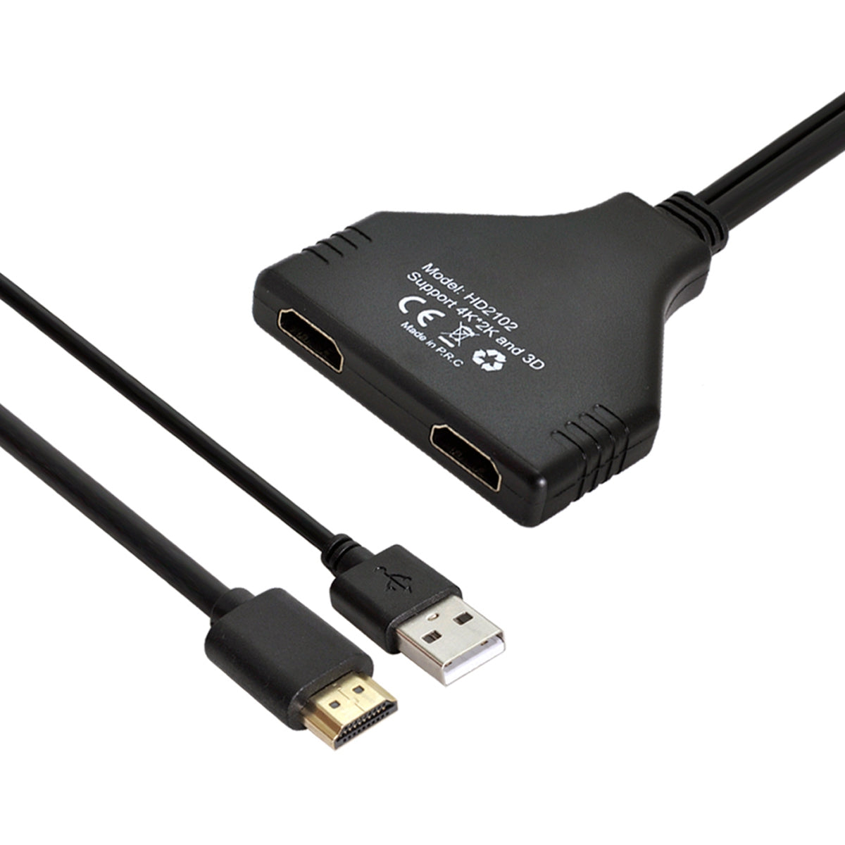 HD-067 HDMI 1.3 to Dual HDMI Female Splitter Switch Extension Adapter Cable with USB Power Cable for HDTV Laptop