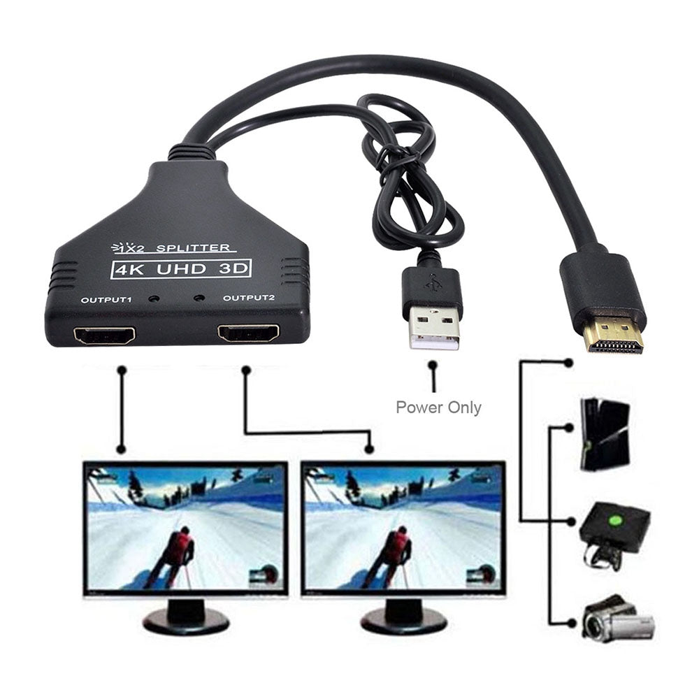 HD-067 HDMI 1.3 to Dual HDMI Female Splitter Switch Extension Adapter Cable with USB Power Cable for HDTV Laptop