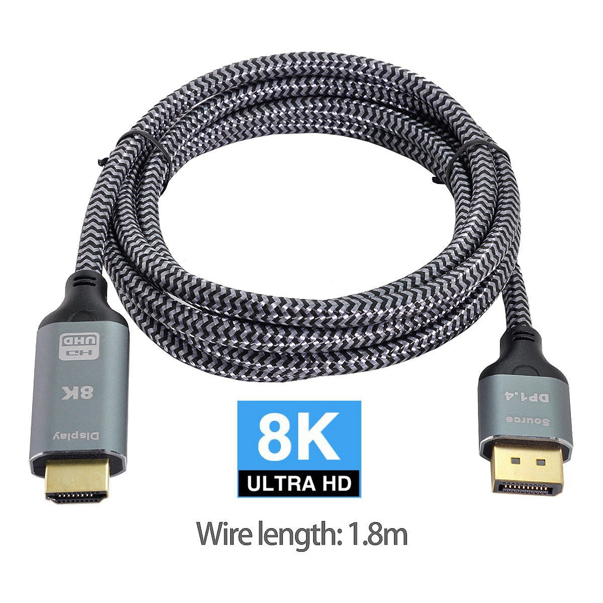 DP-008-1.8M DisplayPort 1.4 to HDMI 2.0 8K 60HZ DP to HDMI Male Cable Connector Line 1.8m