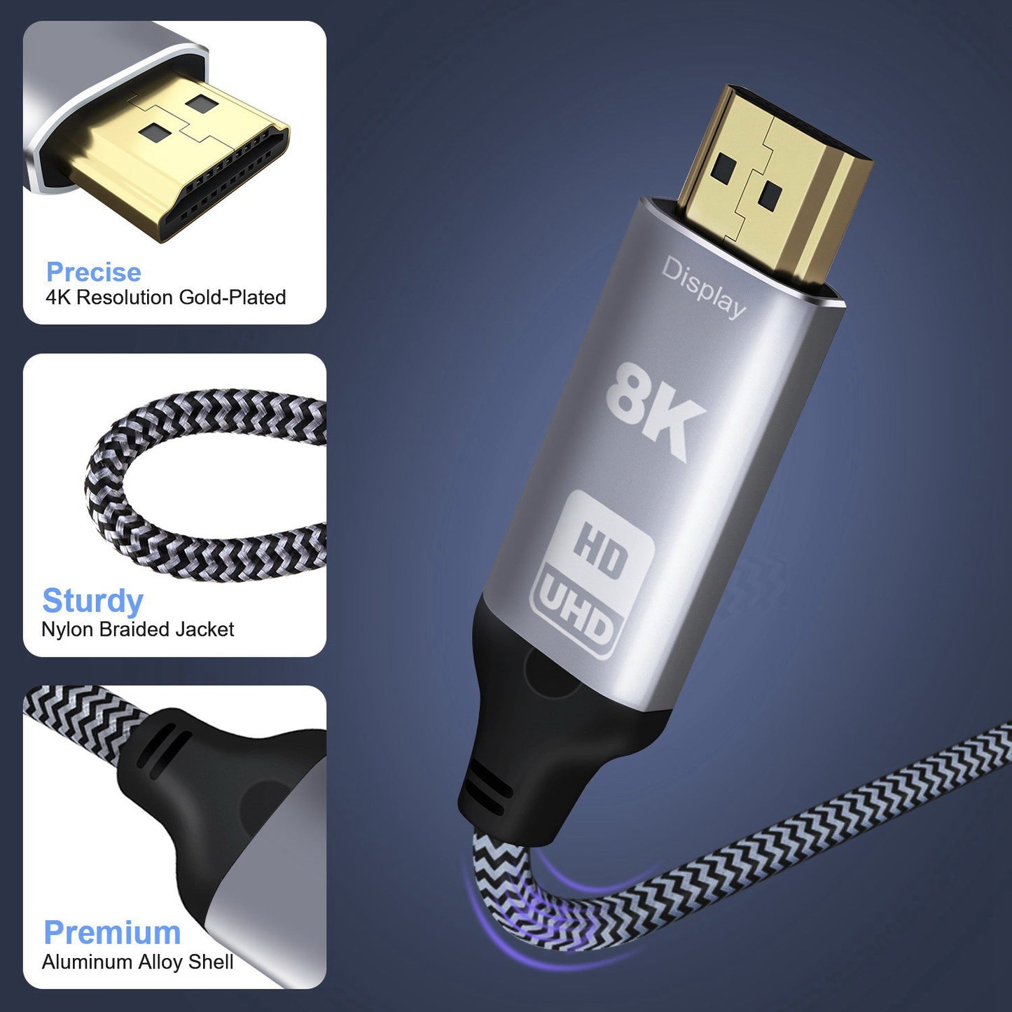 DP-008-1.8M DisplayPort 1.4 to HDMI 2.0 8K 60HZ DP to HDMI Male Cable Connector Line 1.8m
