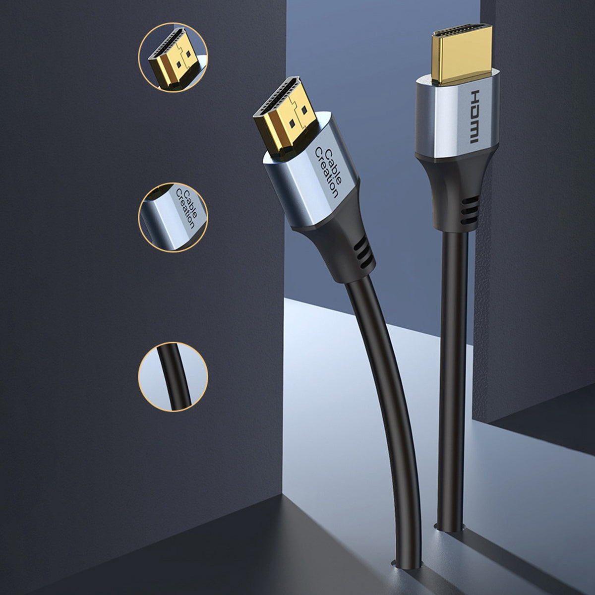 Cablecreation CC0989 2m Gold Plated HDMI 2.1 Cable 48Gbps Bandwidth 8K 60Hz HDR Data Cord