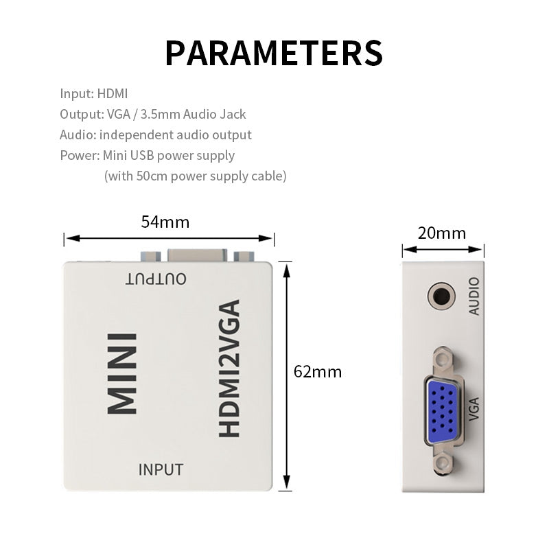 HDMI to VGA HD 1080P Video Audio Adapter Digital to Analog Signal Converter