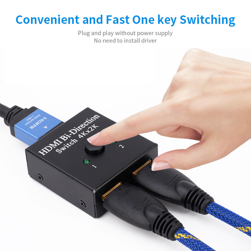 1x2  /  2x1 Bi-directional HDMI Splitter 4Kx2K HDMI Switcher for HD TV / Blu-ray Player / Smart TV Box