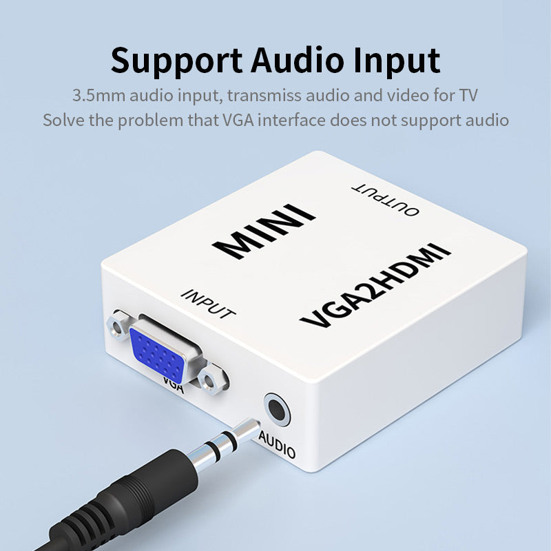 JSM VGA to HDMI 1080P Converter with 3.5mm Audio Jack Converter for Desktop PC / Laptop
