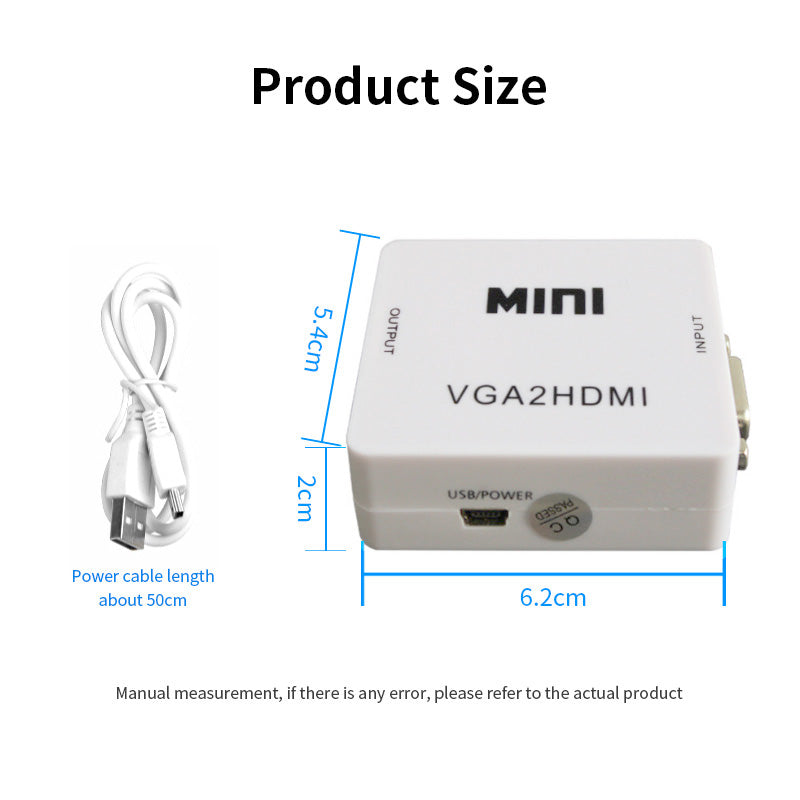 JSM VGA to HDMI 1080P Converter with 3.5mm Audio Jack Converter for Desktop PC / Laptop