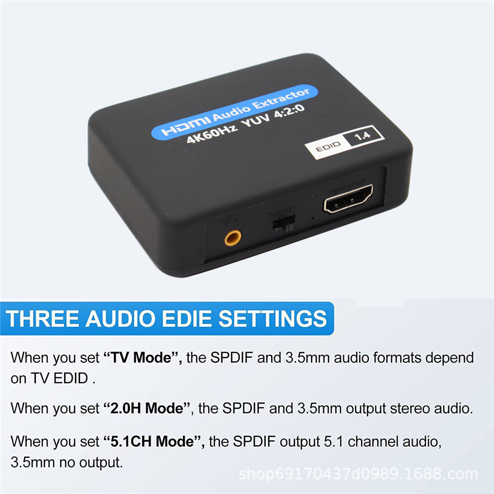 OZV8C HDMI Audio Extractor 4K 1080P HDMI Audio Converter Adapter to HDMI 1.4+5.1 SPDIF+3.5mm Audio Port+Power Interface