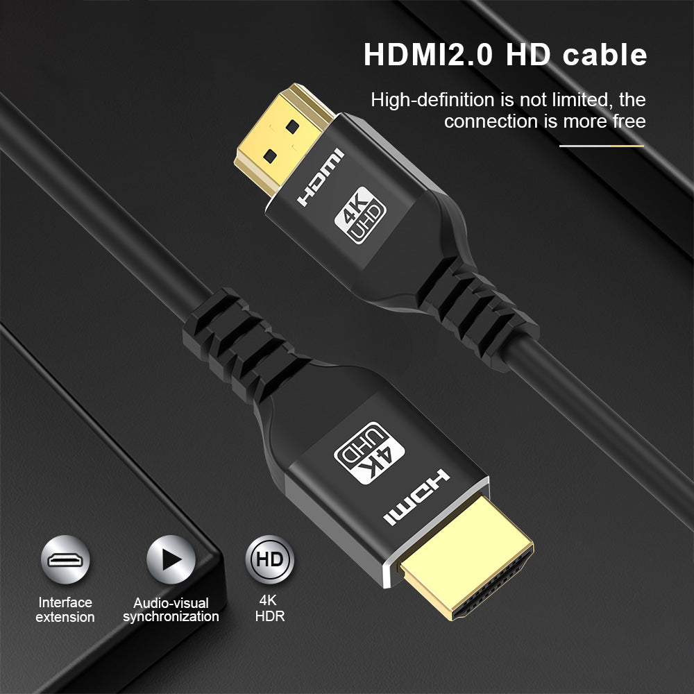 1m 30AWG HDMI 2.0 Connection Cable for TV / Projector, Gold-Plated Connector 4K HD Video Output HDMI Braided Cord