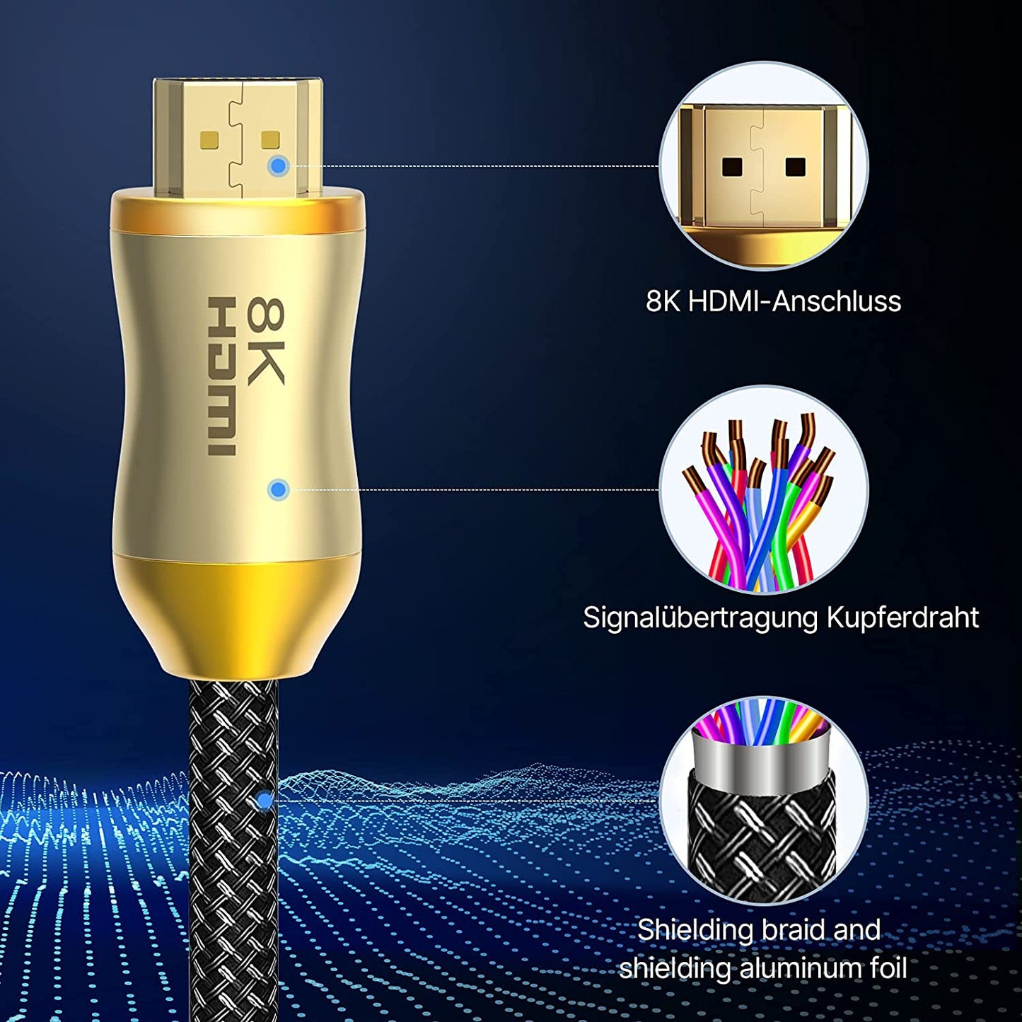 5m 8K HDMI Cable 8K / 60Hz 4K / 120Hz 28AWG HDMI 2.1 Cord for PS5 XBox TV Computer Projector