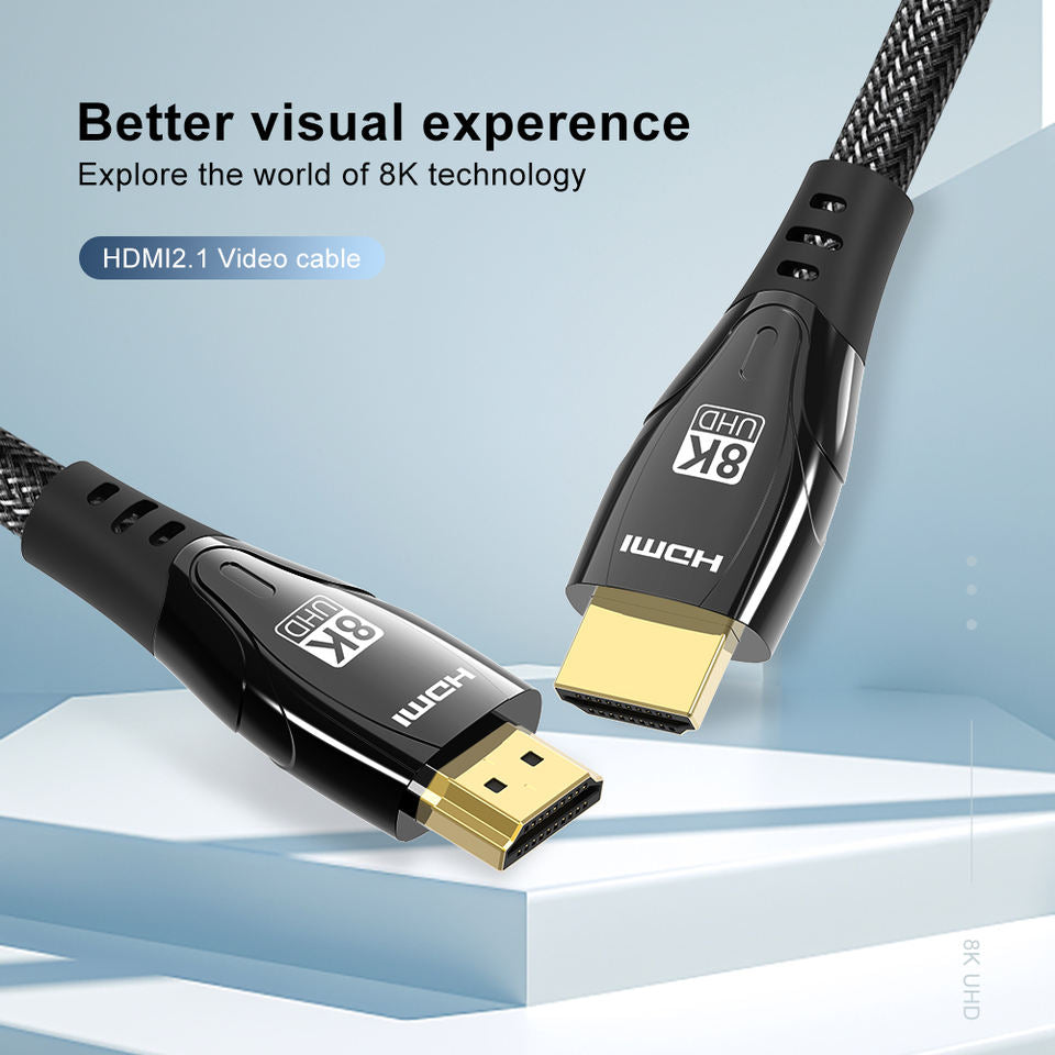 1m 30AWG 8K / 60Hz HDMI 2.1 Cable 48Gbps Male to Male HD Cord for PS5 XBox TV Computer Projector