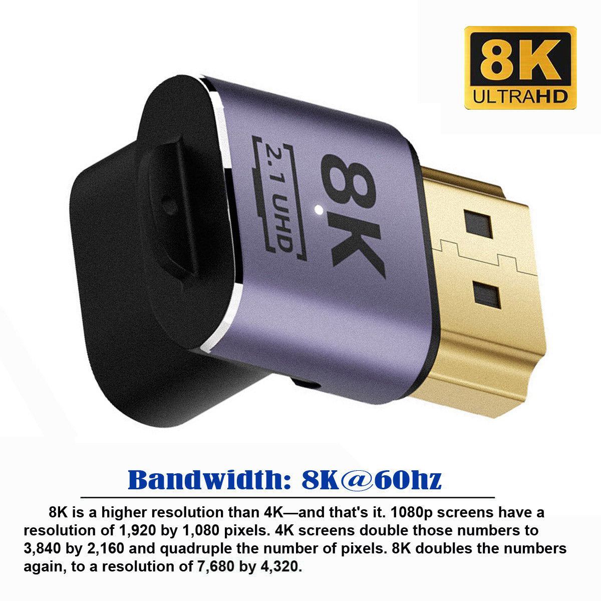 HD-011-A8K05 90-Degree Up Angled HDMI Male to HDMI 2.1 Female Adapter HDMI Converter Supports Up to 8K 60Hz Video Output