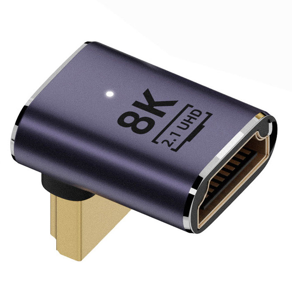 HD-011-A8K06 90-Degree Up Angled HDMI Male to HDMI 2.1 Female Adapter Coupler 8K 60Hz HDTV L-Shaped HD Video Output Extender Convertor