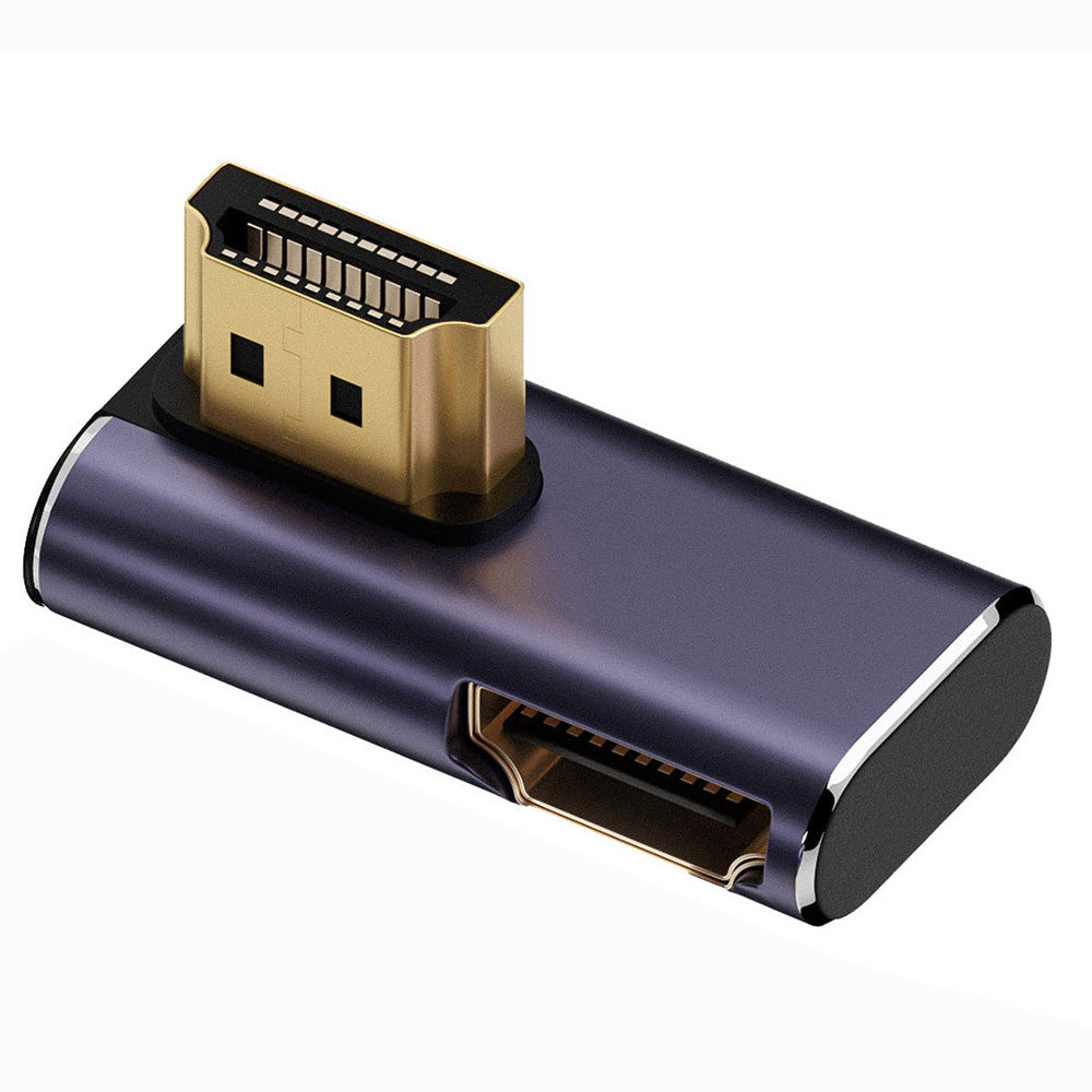 HD-011-A8K09 HDMI Male to HDMI 2.1 Female Converter Vertical 90-Degree Left Down Angled UHD Extension Adapter Support 8K 60Hz HDTV