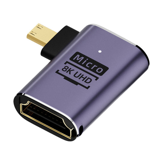 HD-023-D8K02 Gold-Plated Angled Micro HDMI Male to HDMI 2.1 Female Adapter UHD Extension Converter Support 8K 60Hz HDTV