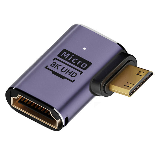HD-038-C8K03 Angled Design Micro HDMI Male to HDMI Female Adapter HDMI 2.1 Coupler Support 8K 60HZ Video HDMI Port Connector