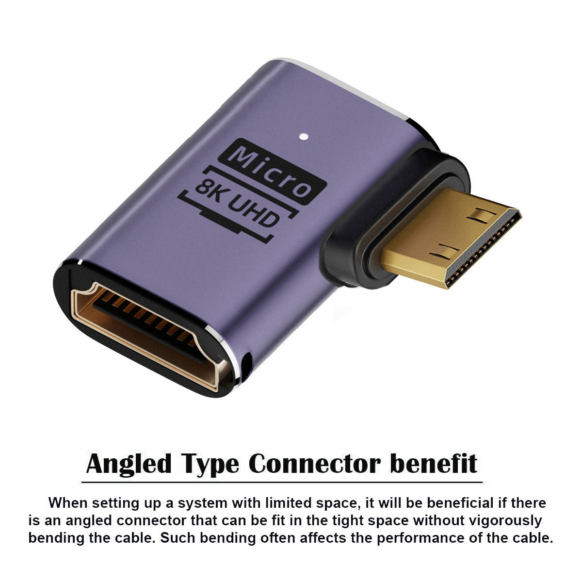 HD-038-C8K03 Angled Design Micro HDMI Male to HDMI Female Adapter HDMI 2.1 Coupler Support 8K 60HZ Video HDMI Port Connector