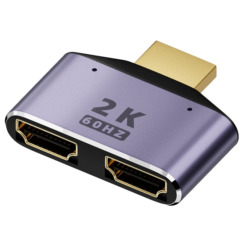 2-In-1 UHD 2K HDMI Splitter Converter 1 In 2 Out 60Hz Video Output Display Mirror HDMI Adapter with Indicator Light for Dual Monitors
