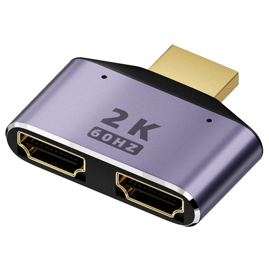 2-In-1 UHD 2K HDMI Splitter Converter 1 In 2 Out 60Hz Video Output Display Mirror HDMI Adapter with Indicator Light for Dual Monitors