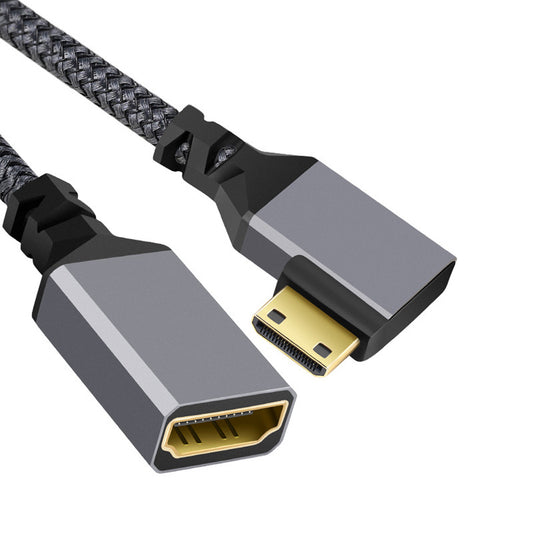 HD-004-RI 4K Mini HDMI 1.4 Male 90 Degree Angled to HDMI Female Ultra HD Nylon Braided Extension Cable
