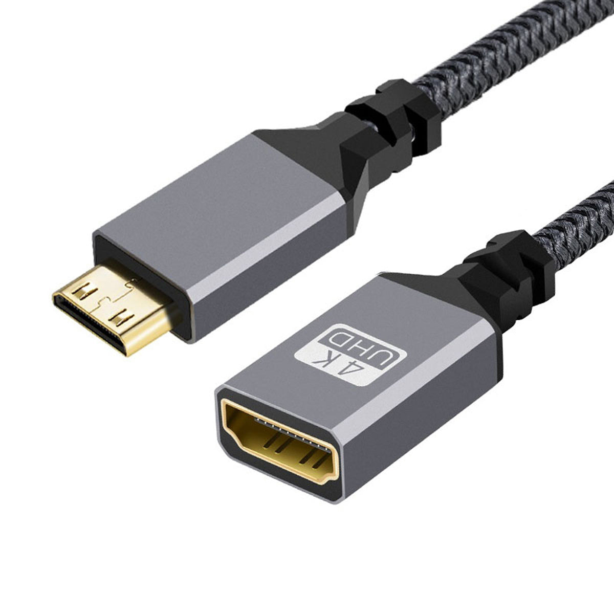 HD-004-BK 4K Mini HDMI Male to HDMI Female Extension Cable Metal Connector Ultra HD Video Cord